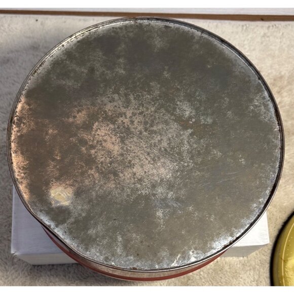 Vintage Queen Elizabeth II Round Cookie Biscuit Tin Container Lid Red Base 8" - Picture 7 of 12